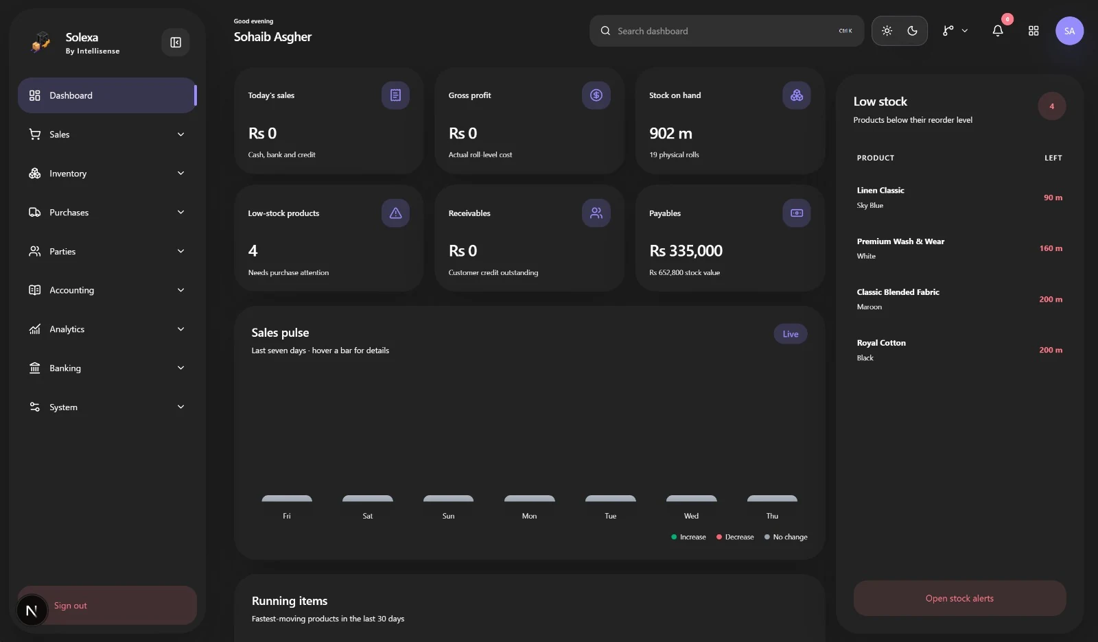 Solexa settings workspace