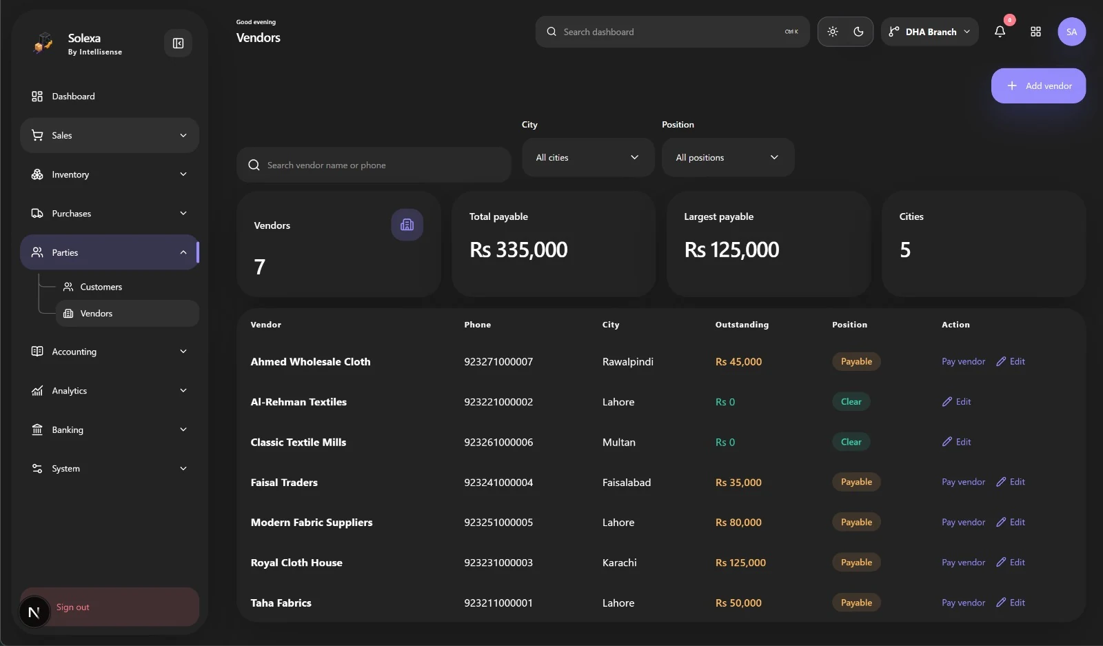Solexa inventory and stock management