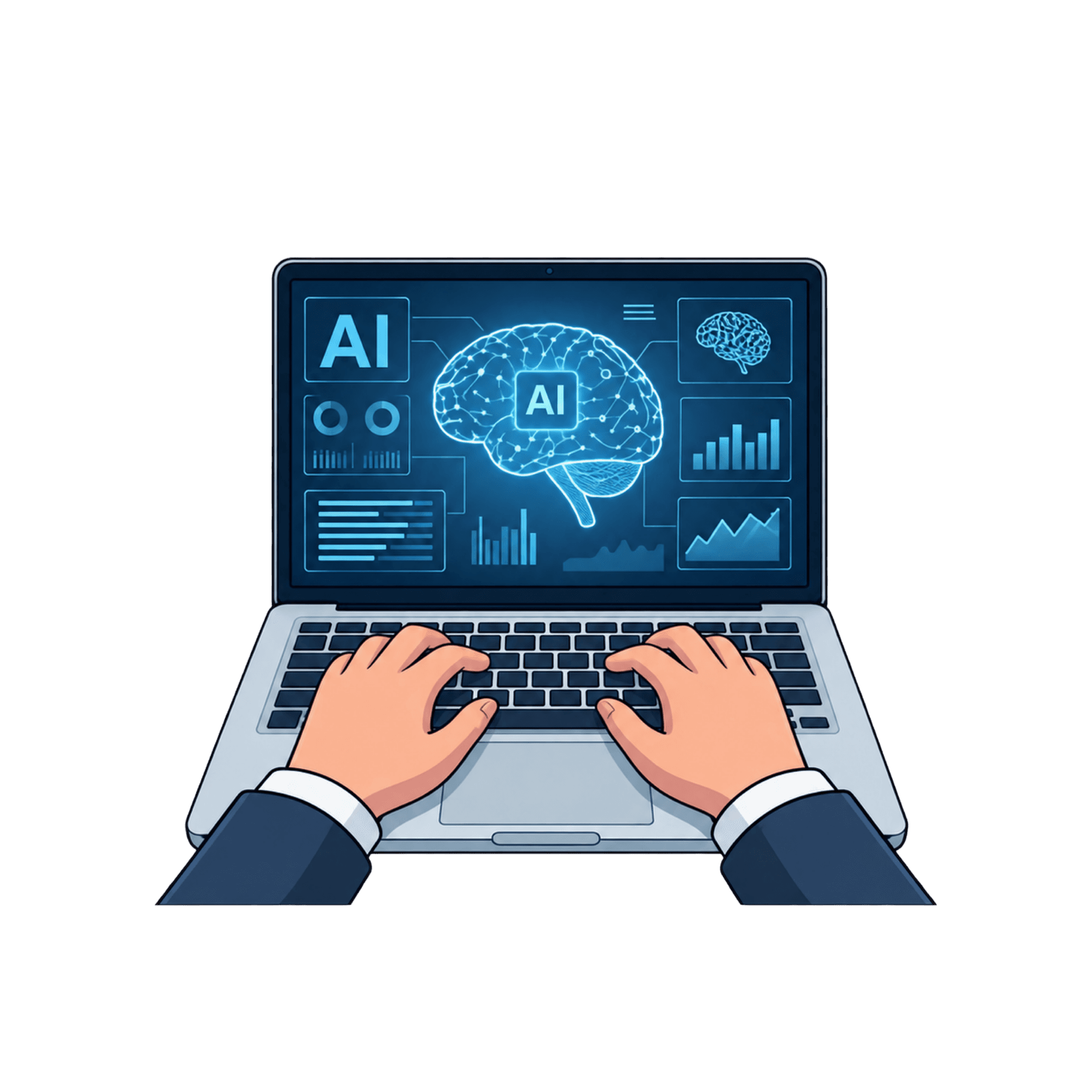AI software interface and artificial intelligence illustration