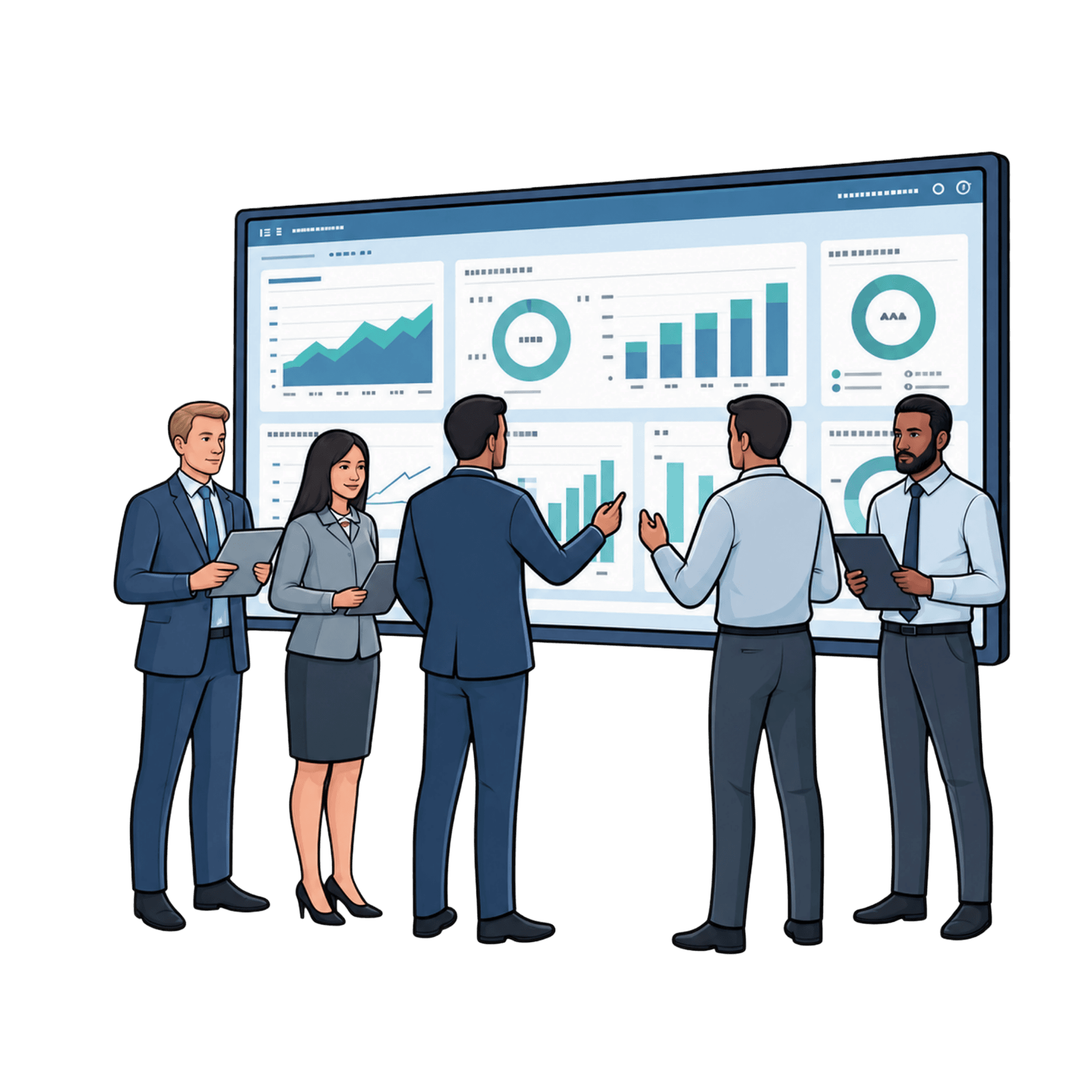 Operations team reviewing ERP and business system dashboards