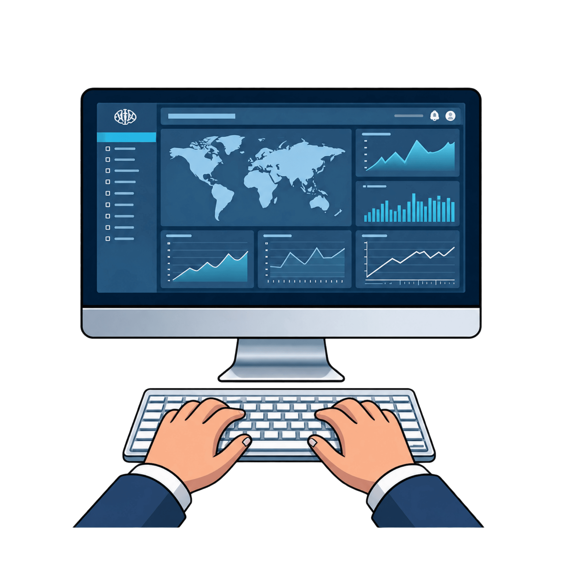Web application dashboard on a desktop computer